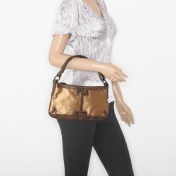 Pre Owned Burberry Gold Satin Shoulder Bag