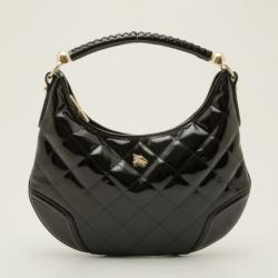 Burberry Black Patent Quilted Hoxton Hobo