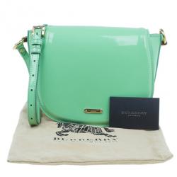 مملوكة مسبقًا Burberry Green Patent Leather Shoulder Bag