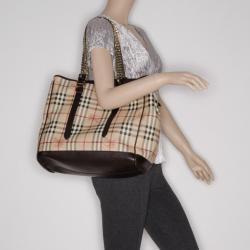 Pre Owned Burberry Haymarket Check Tote 
