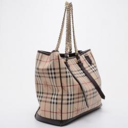 Pre Owned Burberry Haymarket Check Tote 