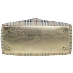 Pre Owned Burberry Bronze Haymarket Check Thornley Bowling Bag