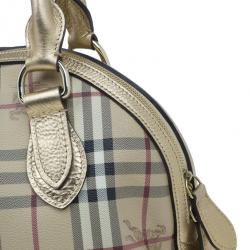 Pre Owned Burberry Bronze Haymarket Check Thornley Bowling Bag