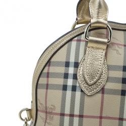 Pre Owned Burberry Bronze Haymarket Check Thornley Bowling Bag