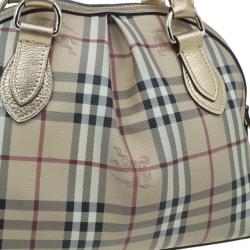 Pre Owned Burberry Bronze Haymarket Check Thornley Bowling Bag