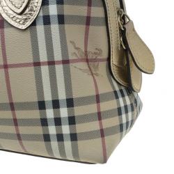 Pre Owned Burberry Bronze Haymarket Check Thornley Bowling Bag