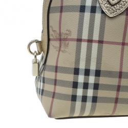 Pre Owned Burberry Bronze Haymarket Check Thornley Bowling Bag