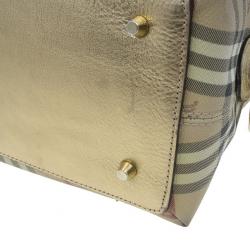 Pre Owned Burberry Bronze Haymarket Check Thornley Bowling Bag