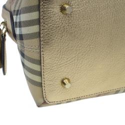 Pre Owned Burberry Bronze Haymarket Check Thornley Bowling Bag