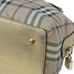 Pre Owned Burberry Bronze Haymarket Check Thornley Bowling Bag