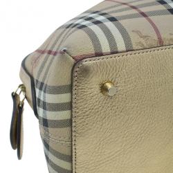 Pre Owned Burberry Bronze Haymarket Check Thornley Bowling Bag