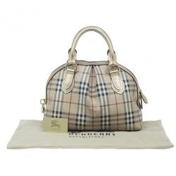 Pre Owned Burberry Bronze Haymarket Check Thornley Bowling Bag