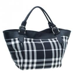 Burberry Black and White large Shopping Tote bag