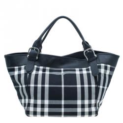 Burberry Black and White large Shopping Tote bag