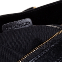 Pre Owned Burberry Black House Check Canvas and Leather Medium Bridle Lynher Tote
