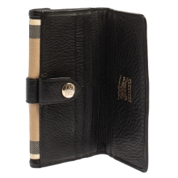 مملوكة مسبقًا Burberry Beige/Black House Check Canvas and Leather Continental Wallet