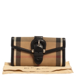مملوكة مسبقًا Burberry Beige/Black House Check Canvas and Leather Continental Wallet