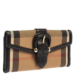 مملوكة مسبقًا Burberry Beige/Black House Check Canvas and Leather Continental Wallet