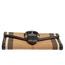مملوكة مسبقًا Burberry Beige/Black House Check Canvas and Leather Continental Wallet