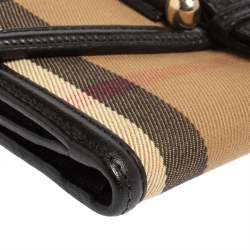 مملوكة مسبقًا Burberry Beige/Black House Check Canvas and Leather Continental Wallet