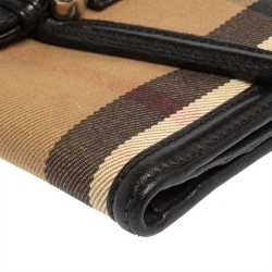 مملوكة مسبقًا Burberry Beige/Black House Check Canvas and Leather Continental Wallet