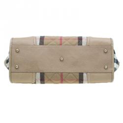 Pre Owned Burberry Cream Quilted House Check Manor Satchel Bag