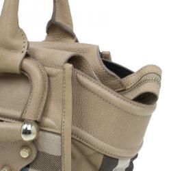 Pre Owned Burberry Cream Quilted House Check Manor Satchel Bag