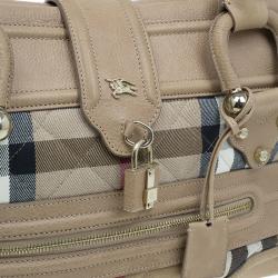 Pre Owned Burberry Cream Quilted House Check Manor Satchel Bag