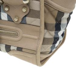 Pre Owned Burberry Cream Quilted House Check Manor Satchel Bag