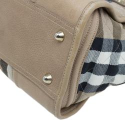 Pre Owned Burberry Cream Quilted House Check Manor Satchel Bag