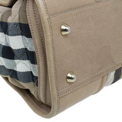 Pre Owned Burberry Cream Quilted House Check Manor Satchel Bag