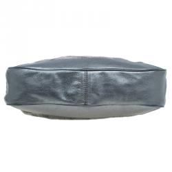 Pre Owned Burberry Grey Canvas Medium Shimmer Check Fairby Hobo Bag