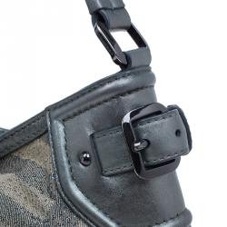 Pre Owned Burberry Grey Canvas Medium Shimmer Check Fairby Hobo Bag