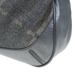 Pre Owned Burberry Grey Canvas Medium Shimmer Check Fairby Hobo Bag