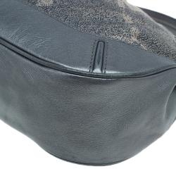 Pre Owned Burberry Grey Canvas Medium Shimmer Check Fairby Hobo Bag