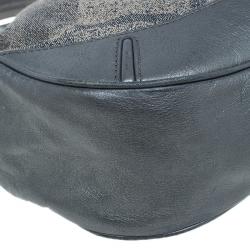 Pre Owned Burberry Grey Canvas Medium Shimmer Check Fairby Hobo Bag