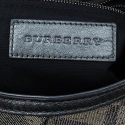 Pre Owned Burberry Grey Canvas Medium Shimmer Check Fairby Hobo Bag