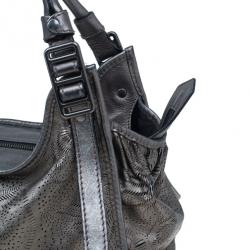 مملوكة مسبقًا Burberry Metallic Grey Leather Degrade Lace Large Avondale Bag