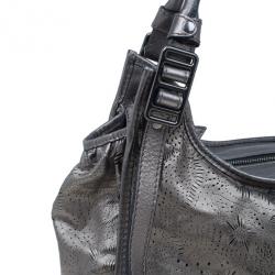 مملوكة مسبقًا Burberry Metallic Grey Leather Degrade Lace Large Avondale Bag