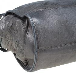 مملوكة مسبقًا Burberry Metallic Grey Leather Degrade Lace Large Avondale Bag