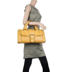 Pre Owned Burberry Mustard Leather Satchel