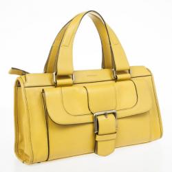 Pre Owned Burberry Mustard Leather Satchel