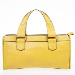 Pre Owned Burberry Mustard Leather Satchel