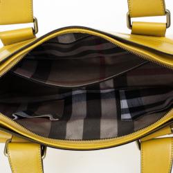 Pre Owned Burberry Mustard Leather Satchel