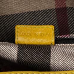 Pre Owned Burberry Mustard Leather Satchel