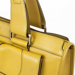 Pre Owned Burberry Mustard Leather Satchel