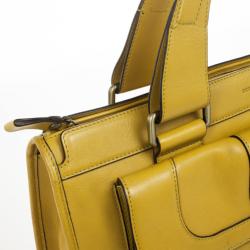 Pre Owned Burberry Mustard Leather Satchel