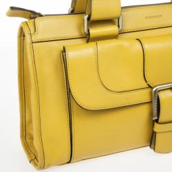 Pre Owned Burberry Mustard Leather Satchel