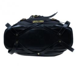 مملوكة مسبقًا Burberry Black Lambskin Leather Belted Hobo