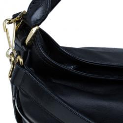 مملوكة مسبقًا Burberry Black Lambskin Leather Belted Hobo